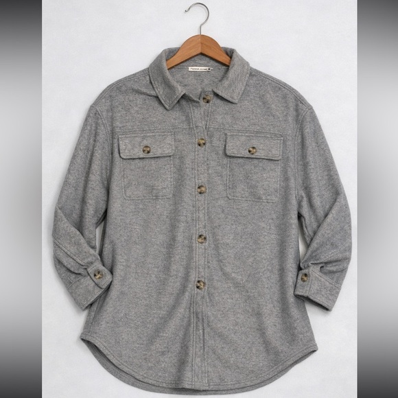 Mountain And Isles Tops - Mountain and Isles Gray Knit Shacket Shirt Jacket Unisex Size M